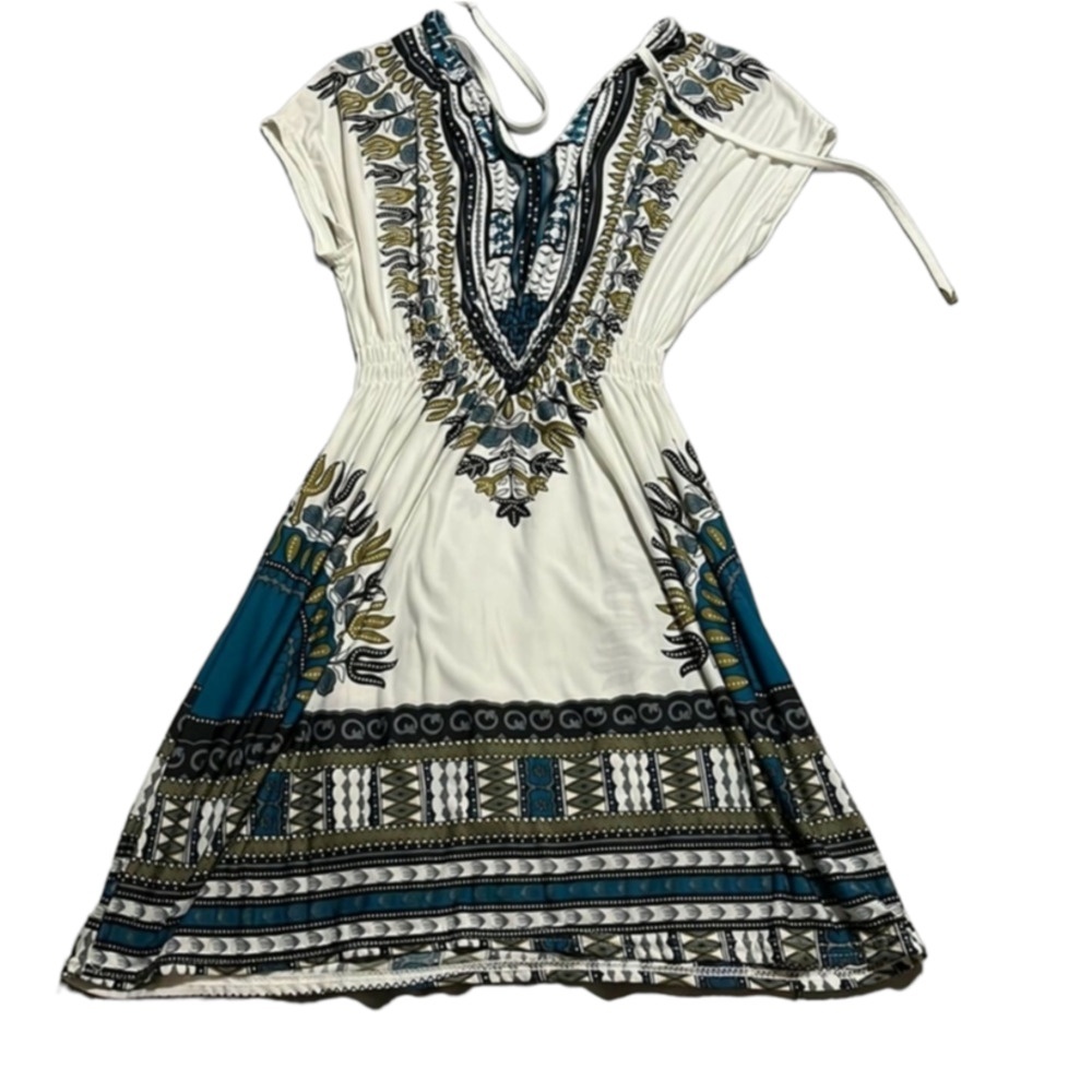 Boho Short‎ Sleeve Summer Mini Dress Size Small